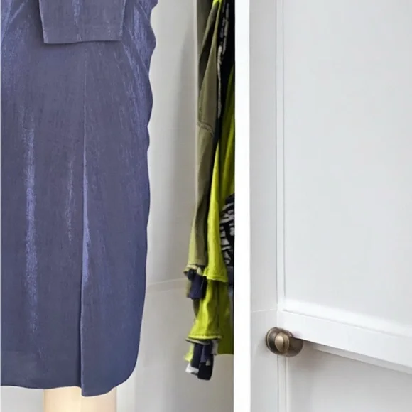Patra Vintage Beaded Ruched Blue Dress